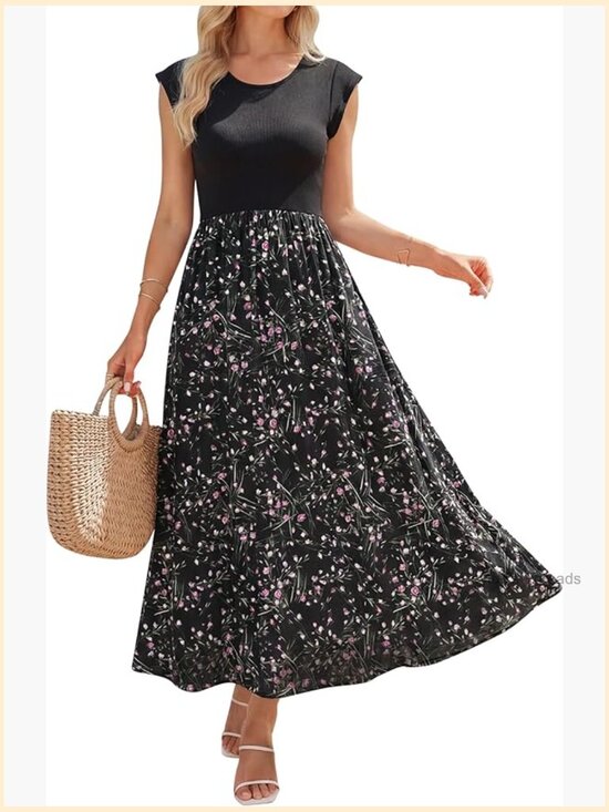 Dresses & Skirts - Maternity Maxi Dress with Pockets Ruffle Sleeve Casual Flowy